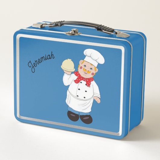Koch kochen mit servierten Gericht Metal Lunchbox (Vorderseite)