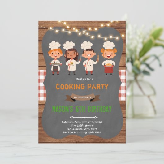 Koch Kochgebäck Geburtstag Thema Einladung (Stehend Vorderseite)