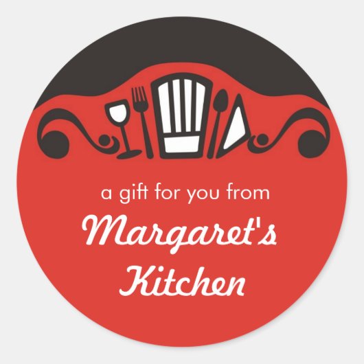 Koch Kochutensilien für Weingeschenke Runder Aufkleber (Vorderseite)