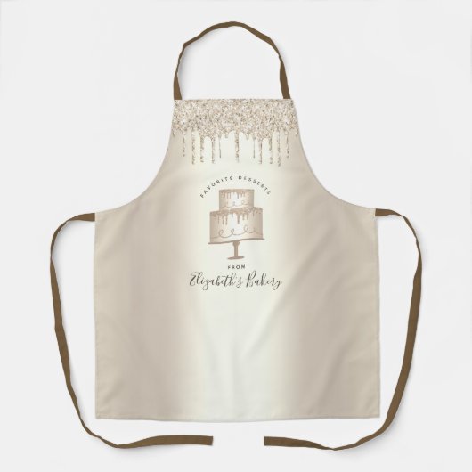 Koch Konditorei Kuchen Glitzer Tropfen Script Schürze (Vorderseite)