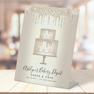 Koch Konditorei Kuchen Glitzer Tropfen Script Sockelschild