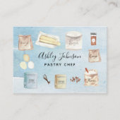Koch Konditorei Wasserfarben Backzutaten Blau Visitenkarte (Vorderseite)
