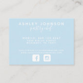 Koch Konditorei Wasserfarben Backzutaten Blau Visitenkarte (Rückseite)