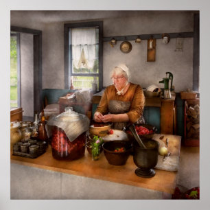 Koch - Küche - Sauerkirschen reinigen Poster