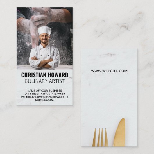 Koch lächeln | Kulinarisch | Bäckerei Visitenkarte (Vorne/Hinten)