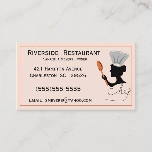 Koch Lady Silhouette Business Cards Visitenkarte (Vorderseite)