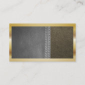 Koch | Leather Stitched | Gold-Metallische Grenze Visitenkarte (Rückseite)