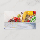Koch-Logo | Gemüse Pasta | Marmor Visitenkarte (Rückseite)