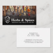 Koch-Logo | Kräuter und Gewürze auf Löffeln Visitenkarte (Vorne/Hinten)