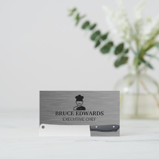 Koch-Logo | Metzgermesser Visitenkarte (Stehend Vorderseite)