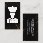 Koch-Logo | Schwarzer Marmor Visitenkarte (Vorne/Hinten)