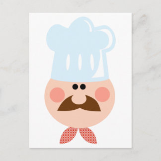 Koch Man Face Cartoon Logo-Maskottchen Postkarte