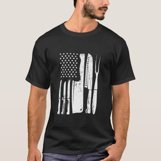 Koch Messer Flag für Head Cook Usa Patriotisches C T-Shirt (Vorderseite)