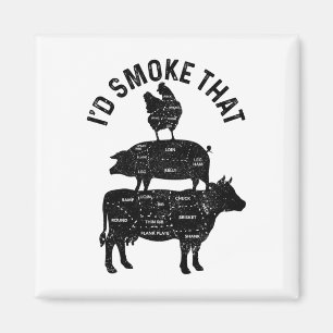 Koch Metzger Grillen ich rauchen, dass Schweinefle Magnet