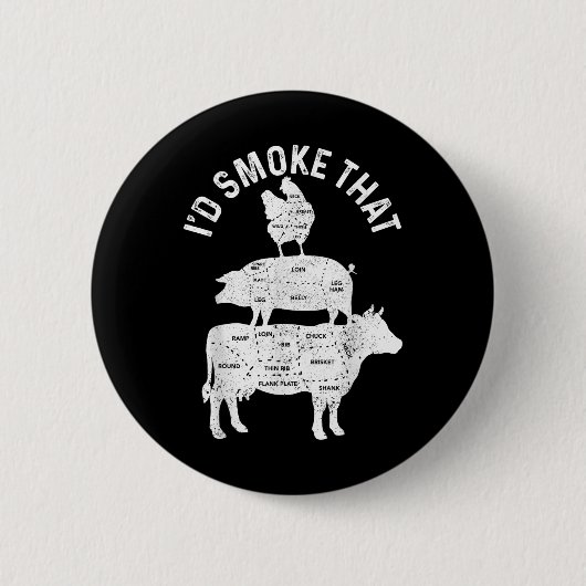 Koch Metzger Grillen Id rauchen, dass Schweineflei Button (Vorderseite)