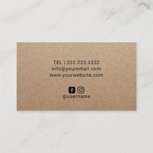 Koch Minimalistisch Line Art Rustikale Kraft Visitenkarte (Rückseite)