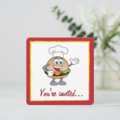 Koch mit Cheeseburger Einladung (Stehend Vorderseite)