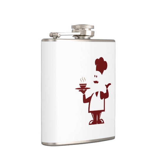 Koch mit einer Schüssel Suppe Flachmann (Rechts)