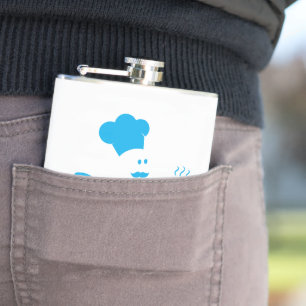 Koch mit einer Schüssel Suppe Flachmann