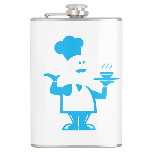 Koch mit einer Schüssel Suppe Flachmann (Vorderseite)