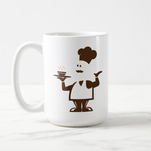 Koch mit einer Schüssel Suppe Kaffeetasse (Links)