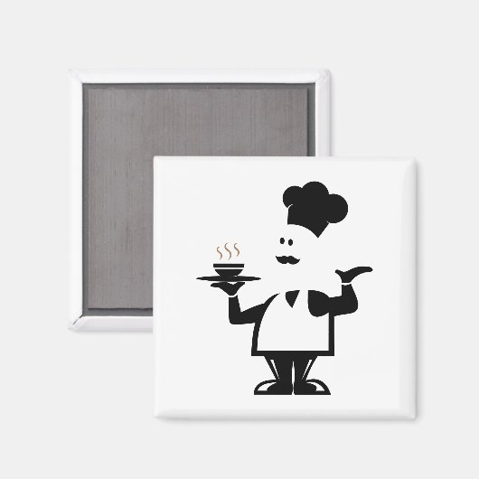 Koch mit einer Schüssel Suppe Magnet (Vorderseite/Rückseite)