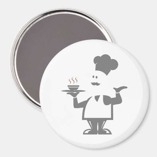 Koch mit einer Schüssel Suppe Magnet (Vorderseite/Rückseite)