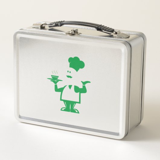 Koch mit einer Schüssel Suppe Metall Brotdose (Vorderseite)