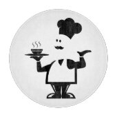 Koch mit einer Schüssel Suppe Schneidebrett (Vorderseite)