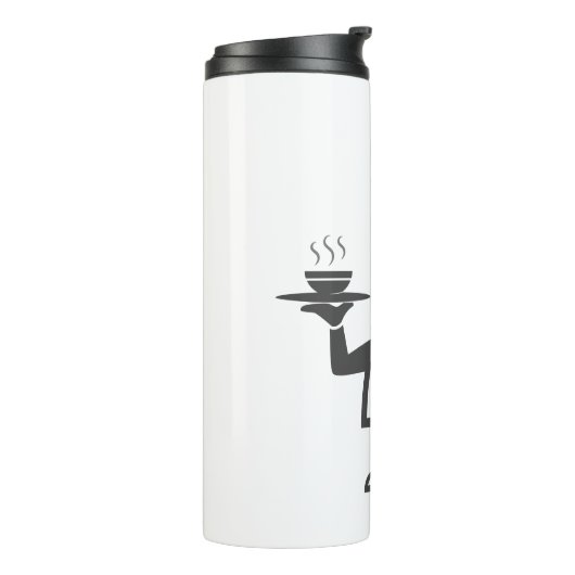 Koch mit einer Schüssel Suppe Thermosbecher (Nach links gedreht)