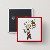 Koch mit Geburtstagskuchen Button (Vorne & Hinten)