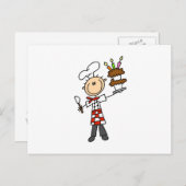 Koch mit Geburtstagskuchen Postkarte (Vorne/Hinten)