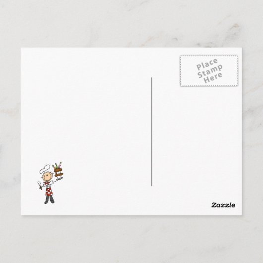 Koch mit Geburtstagskuchen Postkarte (Rückseite)