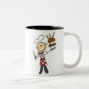 Koch mit Geburtstagskuchen Zweifarbige Tasse