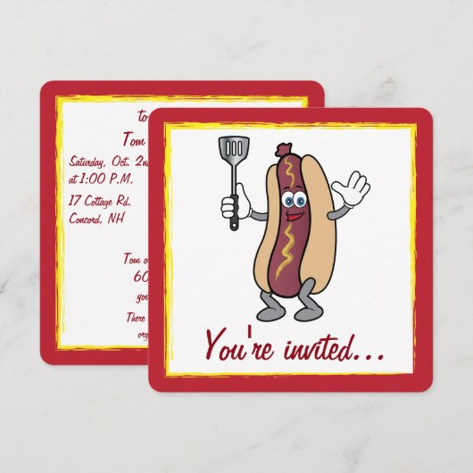 Koch mit Hot Dog Einladung (Vorne/Hinten)