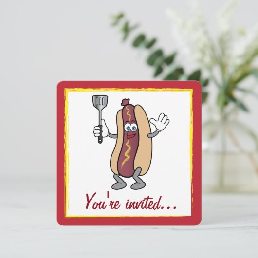 Koch mit Hot Dog Einladung (Stehend Vorderseite)