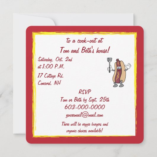 Koch mit Hot Dog Einladung (Rückseite)