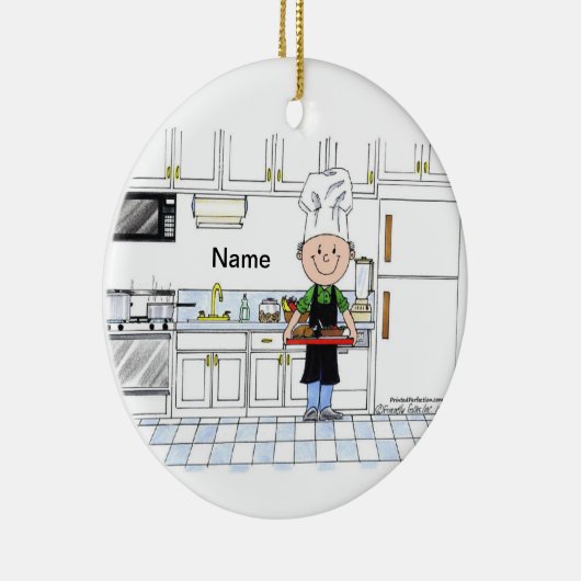 Koch, mit Hut - Männlich Keramik Ornament (Rechts)