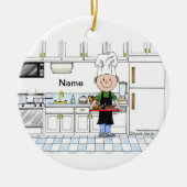 Koch, mit Hut - Männlich Keramik Ornament (Vorne)