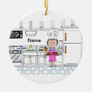 Koch mit Hut - Weibliche Keramik Ornament