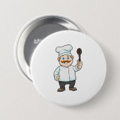 Koch mit Koch Hut & Soup Löffel Button (Vorne & Hinten)