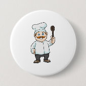 Koch mit Koch Hut & Soup Löffel Button (Vorderseite)