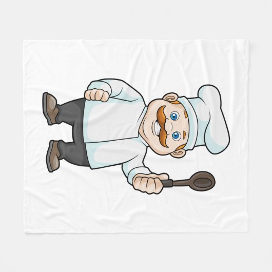 Koch mit Koch Hut & Soup Löffel Fleecedecke (Vorderseite (Horizontal))