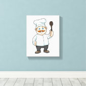 Koch mit Koch Hut & Soup Löffel Leinwanddruck (Insitu (Holzboden))