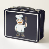 Koch mit Koch Hut & Soup Löffel Metall Brotdose (Vorderseite)