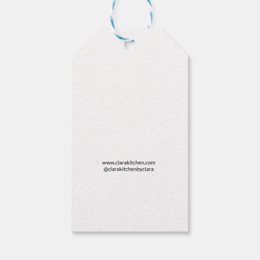 Koch mit Kochecke und Name des Restaurants Geschenkanhänger (Rückseite)