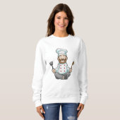 Koch mit Kochen Schürze bei Yoga Sweatshirt (Vorne ganz)