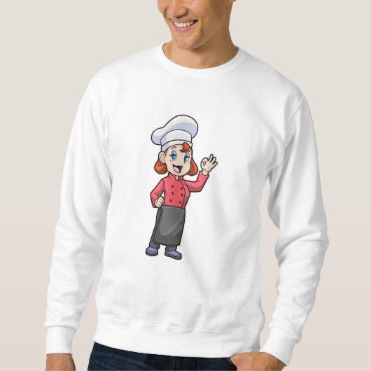 Koch mit Kochen Schürze Sweatshirt (Vorderseite)