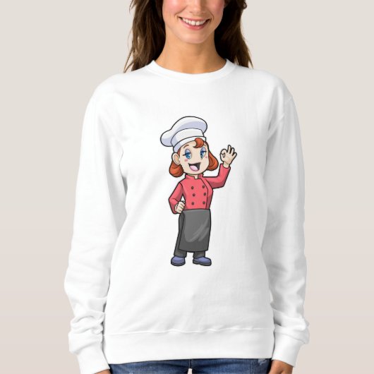 Koch mit Kochen Schürze Sweatshirt (Vorderseite)