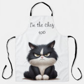 Koch mit mürrischer Katze Schürze (Vorderseite)